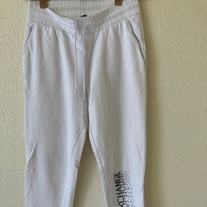 Armani Exchange Logo Women White Drawstring Jogger Pants Medium Preowned